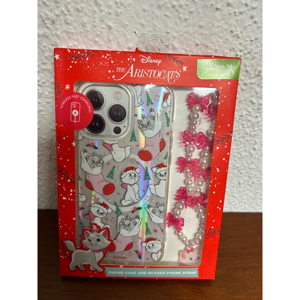Disney The Aristocats Marie iPhone 16 Pro Max Case and Beaded Strap Set New